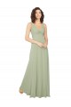 Boutique Vert Sauge Trapèze Col V Mousseline Longue Robes demoiselle d'honneur