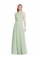 Boutique Vert Sauge Trapèze Licou Mousseline Longue Robes demoiselle d'honneur