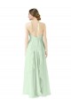 Boutique Vert Sauge Trapèze Licou Mousseline Longue Robes demoiselle d'honneur