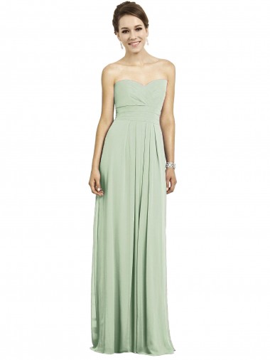 Boutique Vert Sauge Trapèze Mousseline Longue Robes demoiselle d'honneur