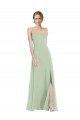Boutique Vert Sauge Trapèze Scoop Mousseline Longue Robes demoiselle d'honneur