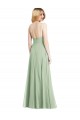 Boutique Vert Sauge Trompette Bretelles spaghetti Col Carré Mousseline Longue Formelles Robes demoiselle d'honneur / Robes de soirée