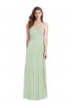 Boutique Vert Sauge Trompette Bretelles spaghetti Col V Mousseline Longue Robes demoiselle d'honneur