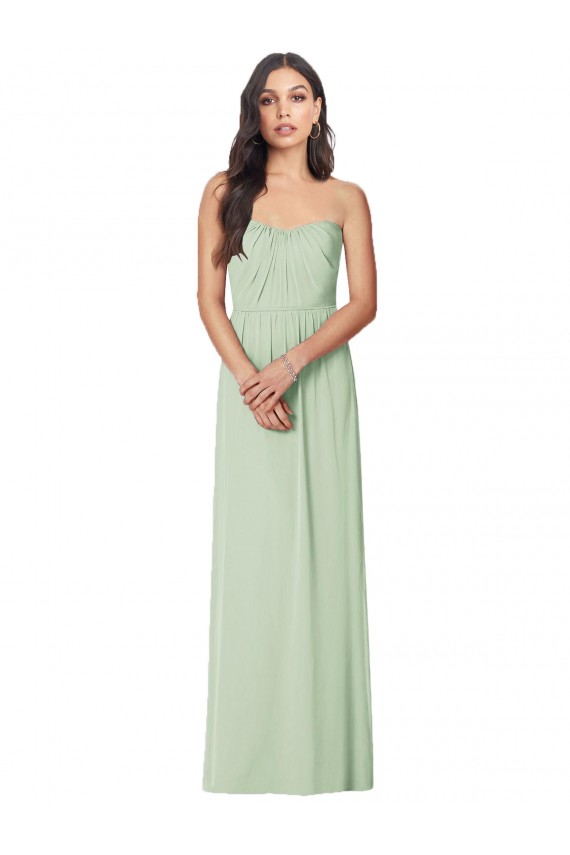 Boutique Vert Sauge Trompette Sans bretelle Mousseline Longue Robes demoiselle d'honneur