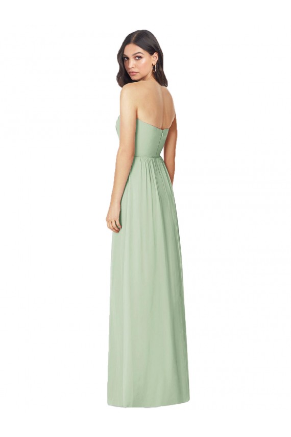 Boutique Vert Sauge Trompette Sans bretelle Mousseline Longue Robes demoiselle d'honneur