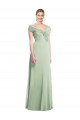 Boutique Vert Sauge Trompette Épaule Dénudée Mousseline Longue Robes demoiselle d'honneur
