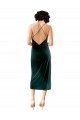 Boutique Vert foncé Fourreau Bretelles spaghetti midi Velours Stretch Courte Robes demoiselle d'honneur / Robes de soirée / Robes de cocktail
