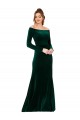 Boutique Vert foncé Fourreau Épaule Dénudée Velours Stretch Longue Formelles Robes demoiselle d'honneur / Robes de soirée / Robes de bal