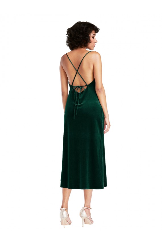 Boutique Vert foncé Fourreau midi Velours Stretch Courte Robes demoiselle d'honneur / Robes de soirée / Robes de cocktail