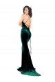 Boutique Vert foncé Sirène Col Haut Balayage train Velours Stretch Longue Formelles Robes demoiselle d'honneur / Robes de soirée / Robes de bal