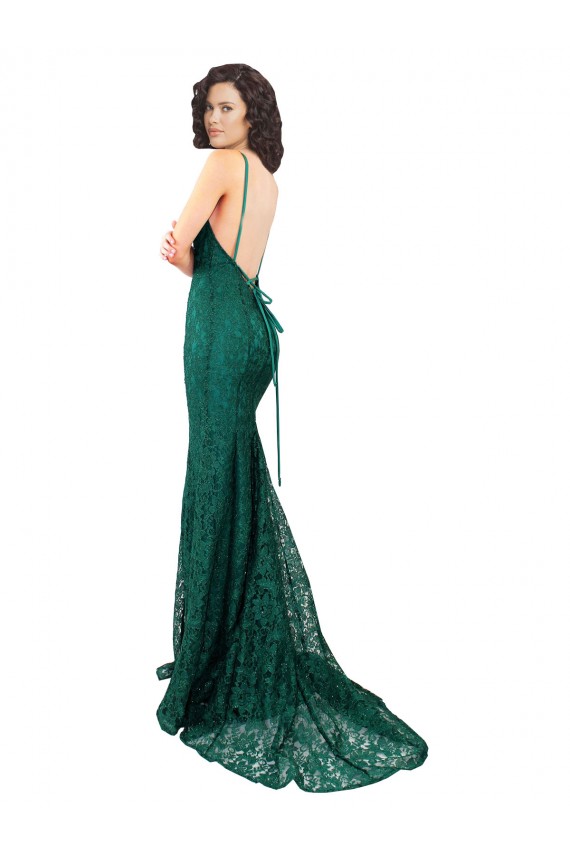 Boutique Vert foncé Sirène Col V Dentelle Longue Robes demoiselle d'honneur / Robes de bal