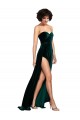 Boutique Vert foncé Trapèze Balayage train Velours Stretch Longue Robes demoiselle d'honneur / Robes de bal