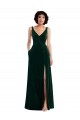 Boutique Vert foncé Trapèze Col V Velours Stretch Longue Robes demoiselle d'honneur / Robes de bal