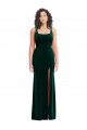 Boutique Vert foncé Trompette Col Carré Velours Stretch Longue Robes demoiselle d'honneur / Robes de bal