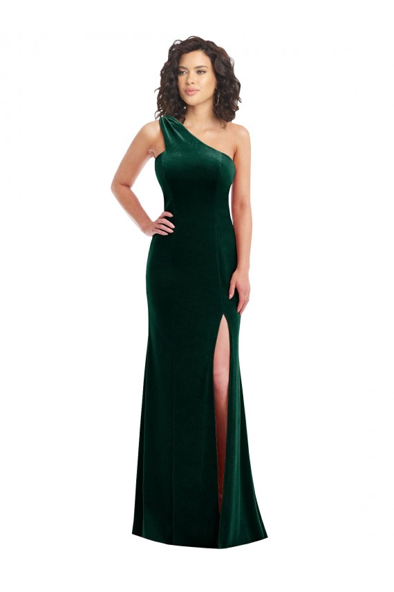 Boutique Vert foncé Trompette Velours Stretch Longue Robes demoiselle d'honneur / Robes de bal