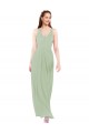 Boutique Vert fumée Fourreau Col V Mousseline Longue Robes demoiselle d'honneur