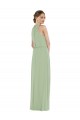 Boutique Vert fumée Trapèze Col Haut Mousseline Longue Robes demoiselle d'honneur