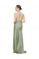 Boutique Vert fumée Trapèze Satiné Soyeux Longue Asymétrique Formelles Robes demoiselle d'honneur / Robes de soirée / Robes de bal