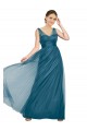 Boutique Vert sarcelle Trapèze Col V Tulle Longue Robes demoiselle d'honneur