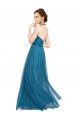 Boutique Vert sarcelle Trapèze Licou Col Haut Tulle Longue Robes demoiselle d'honneur
