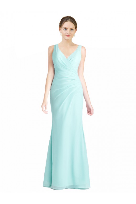 Boutique Waterfall Sirène Col V Mousseline Dentelle Longue Robes demoiselle d'honneur