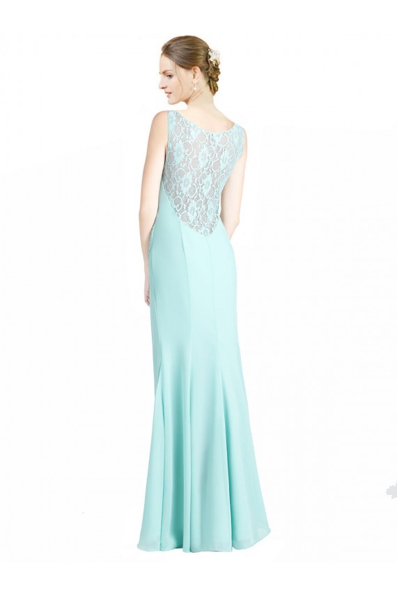 Boutique Waterfall Sirène Col V Mousseline Dentelle Longue Robes demoiselle d'honneur
