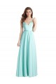 Boutique Waterfall Trapèze Col V Mousseline Satiné Longue Robes demoiselle d'honneur