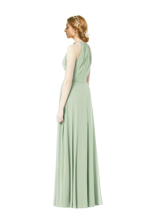 Boutique Émeraude Trapèze Licou Mousseline Longue Robes demoiselle d'honneur